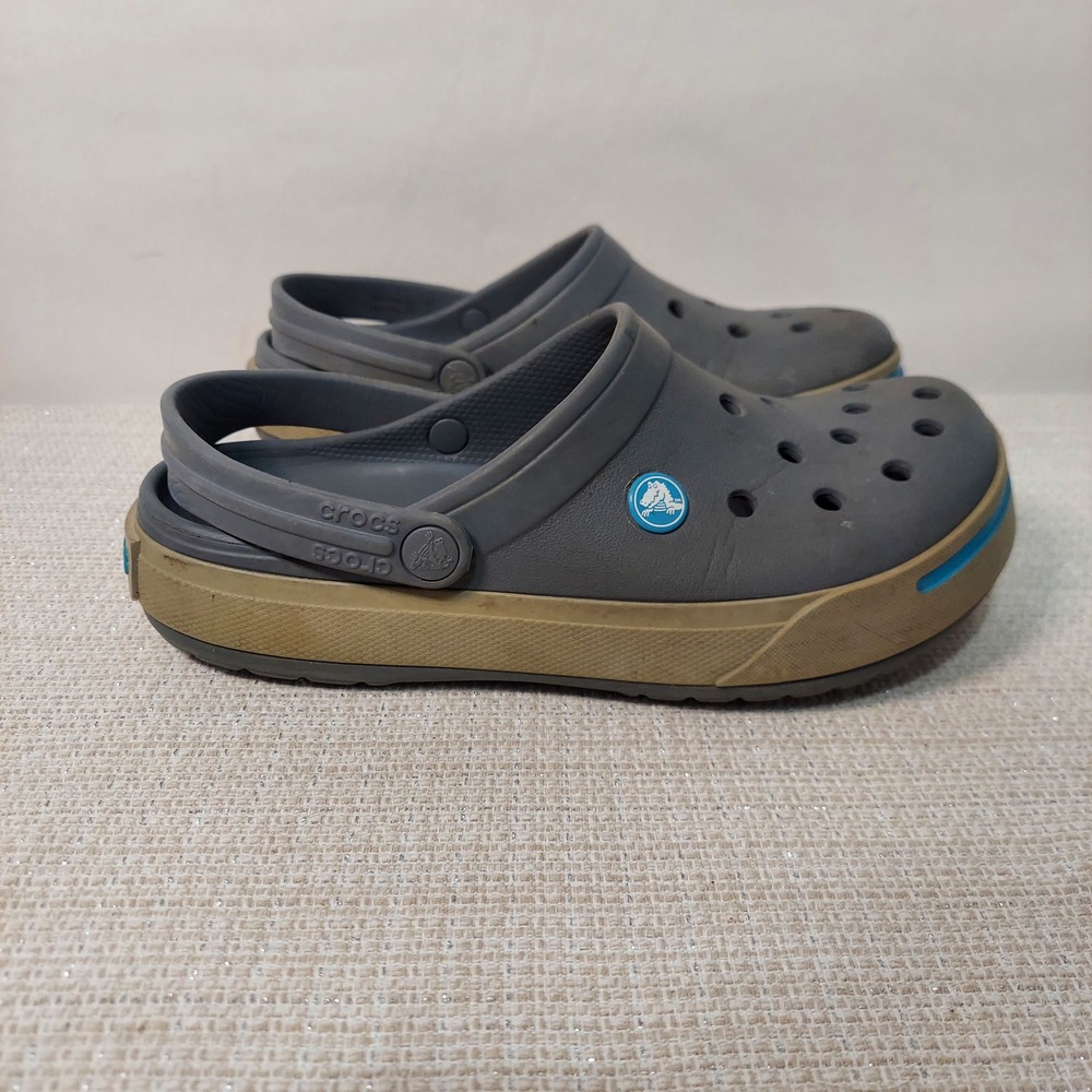 Crocs‎ Crocband Clogs Charcoal Grey Khaki Blue Mens 6 Womens 8 11989